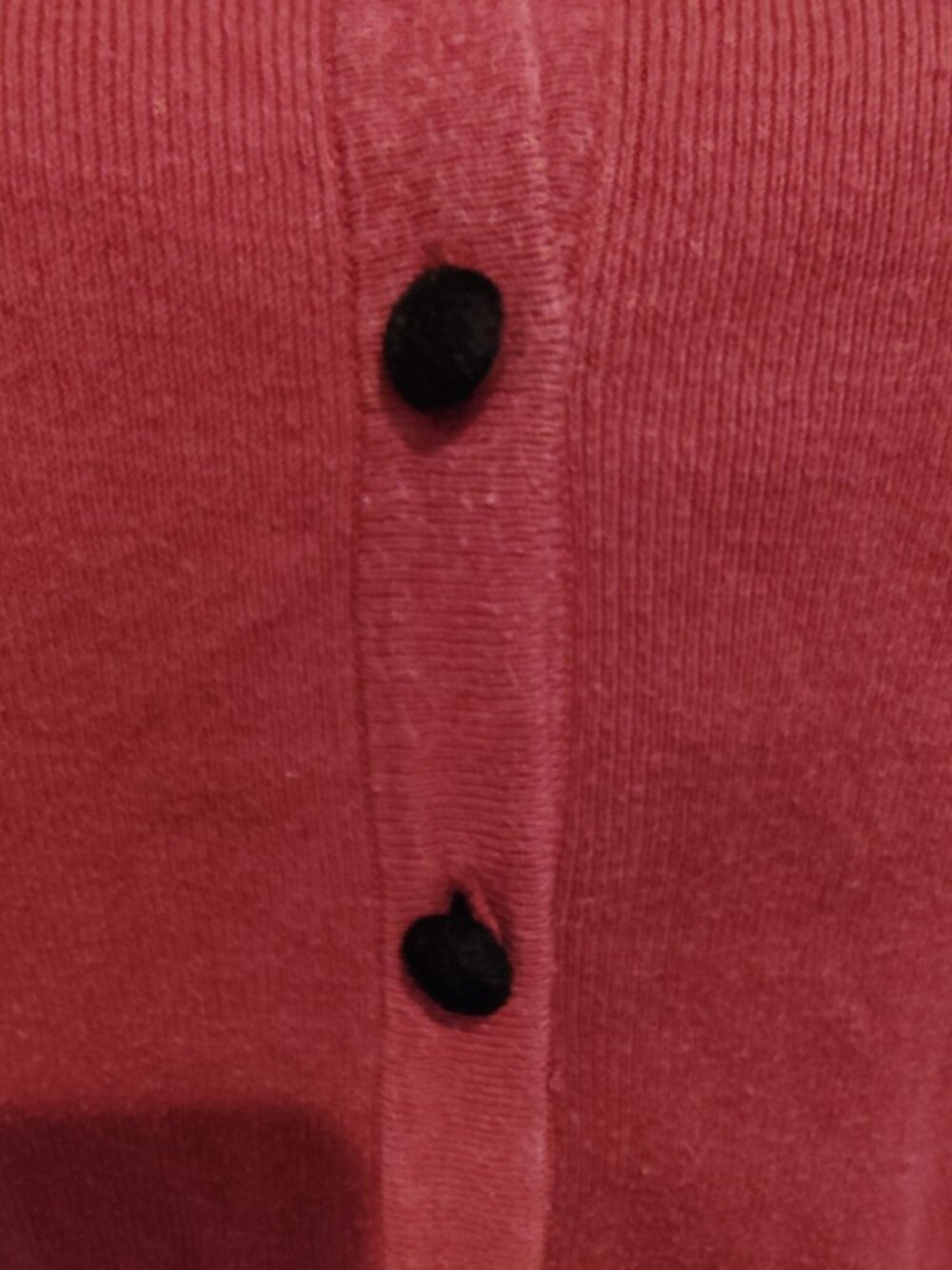 Vintage Emma James Red Button Down Sweater Removable Black Rabbit Fur Collar PM - Picture 8 of 8